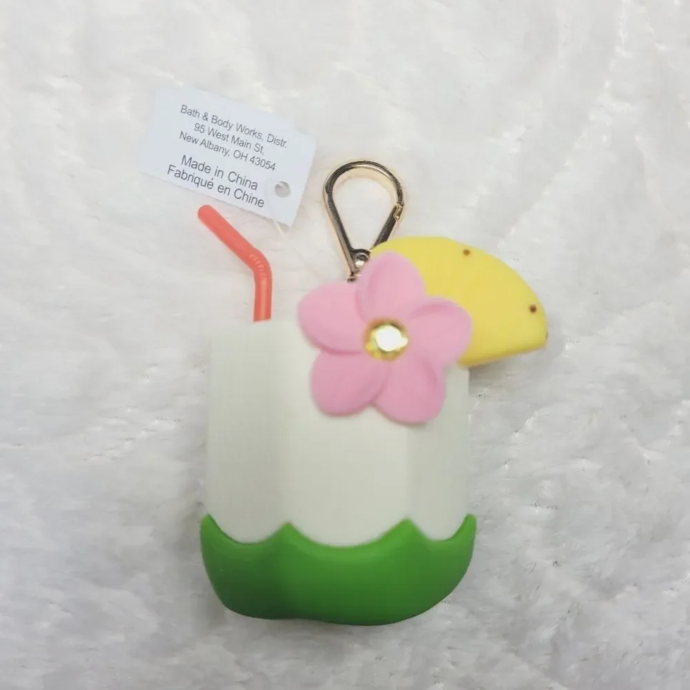 BBW Coconut Drink PocketBac Holder Flower Straw Pineapple Slice New OOS